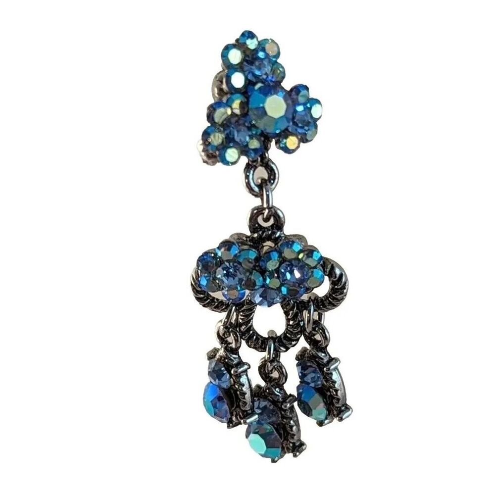 Aurora Crystal Earrings Post And Disc Backs To Steady On Ear 3/4" X 2"drop